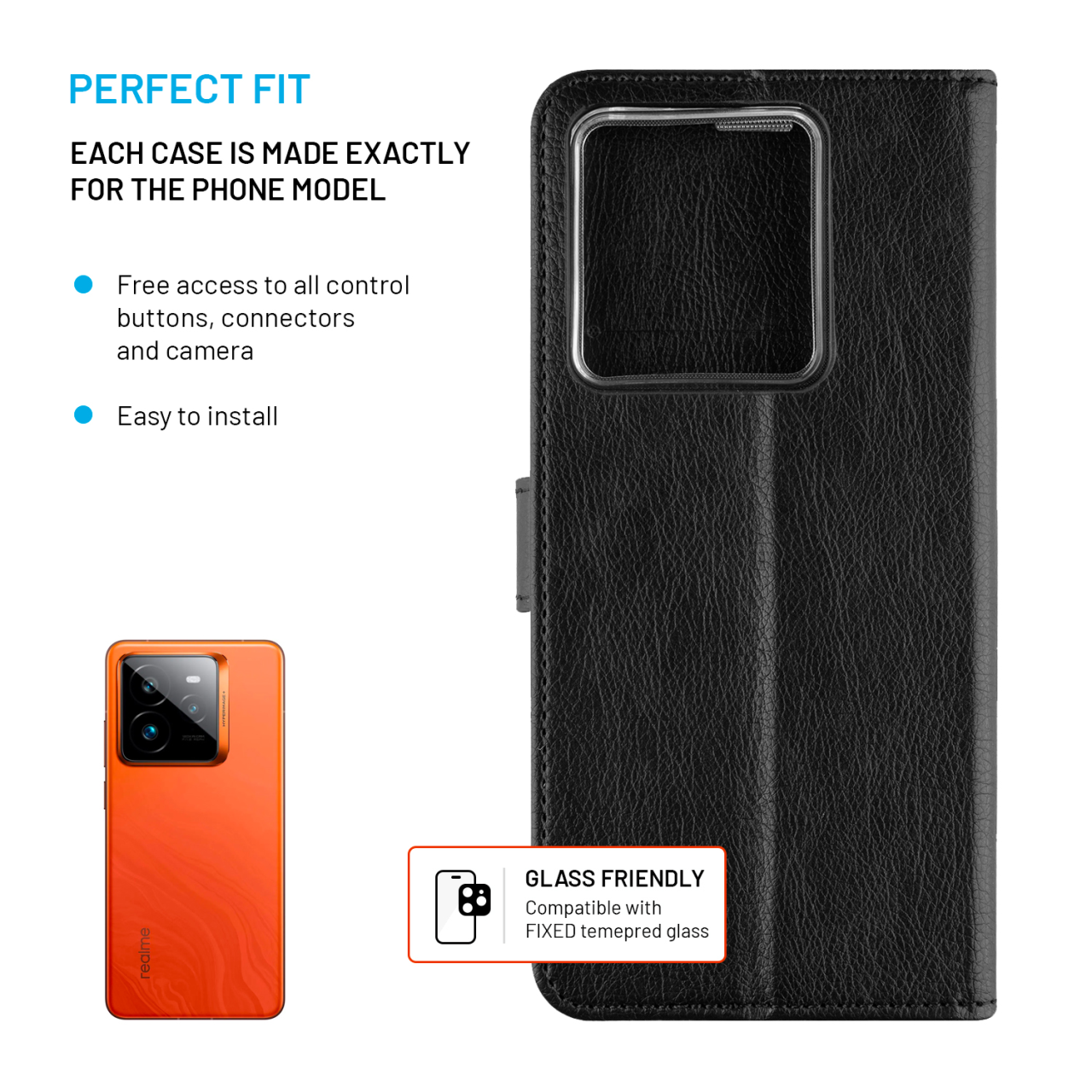 FIXED Pouzdro typu kniha Opus pro Realme GT7 Pro, černé