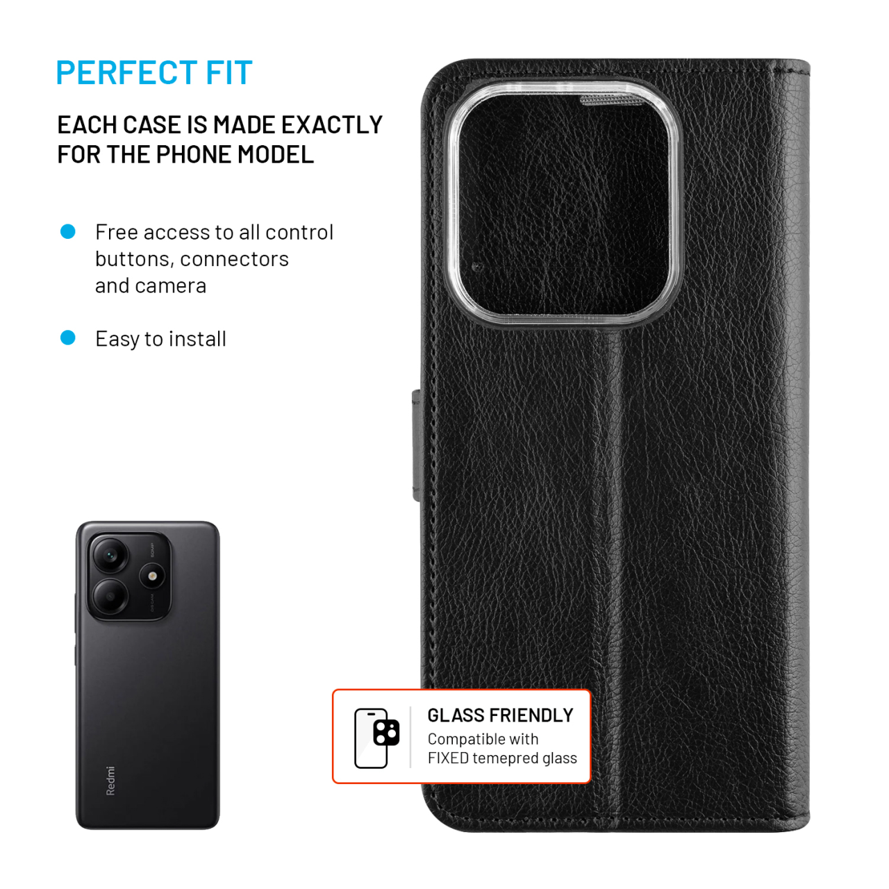 FIXED Pouzdro typu kniha Opus pro Xiaomi Redmi Note 14 5G, černé