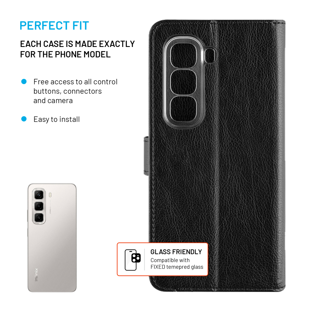 FIXED Pouzdro typu kniha Opus pro Infinix Hot 50 Pro, černé