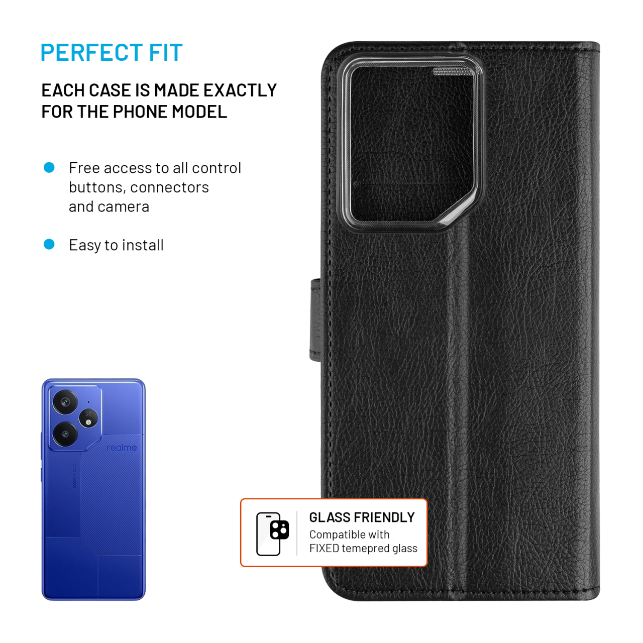 FIXED Pouzdro typu kniha Opus pro Realme Neo7, černé
