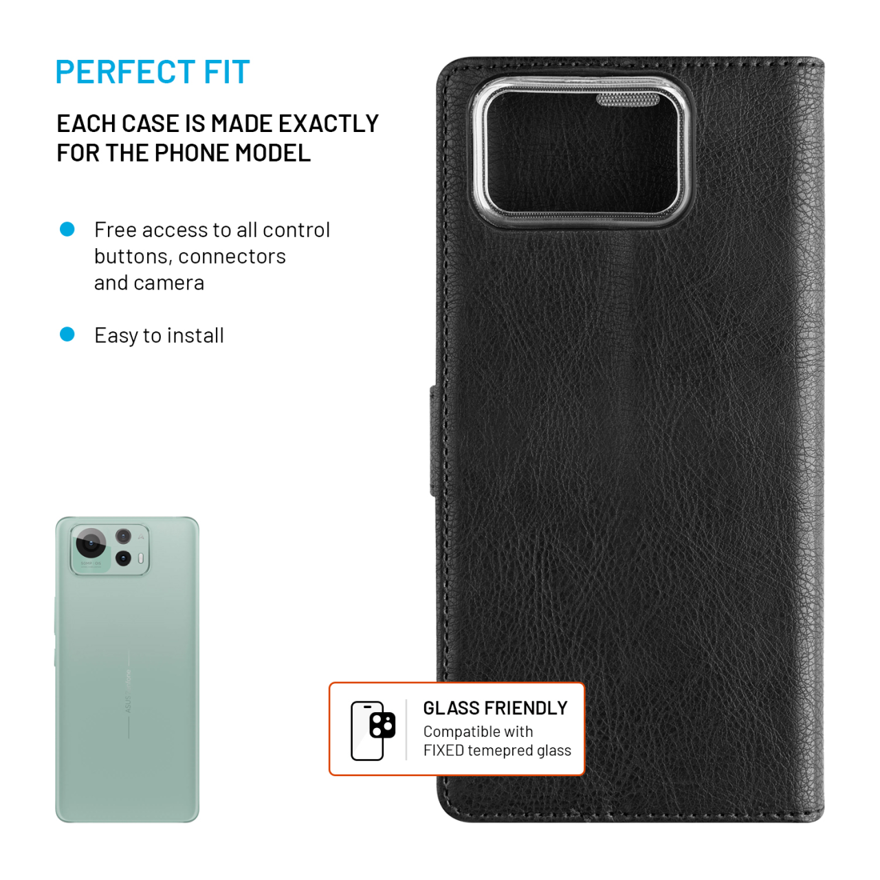 FIXED Pouzdro typu kniha Opus pro Asus Zenfone 12 Ultra, černé
