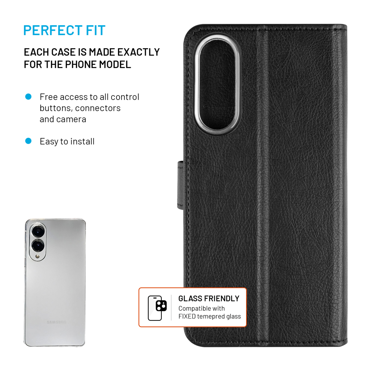 Flipové pouzdro FIXED Opus – Galaxy S25 Edge 5G, černé