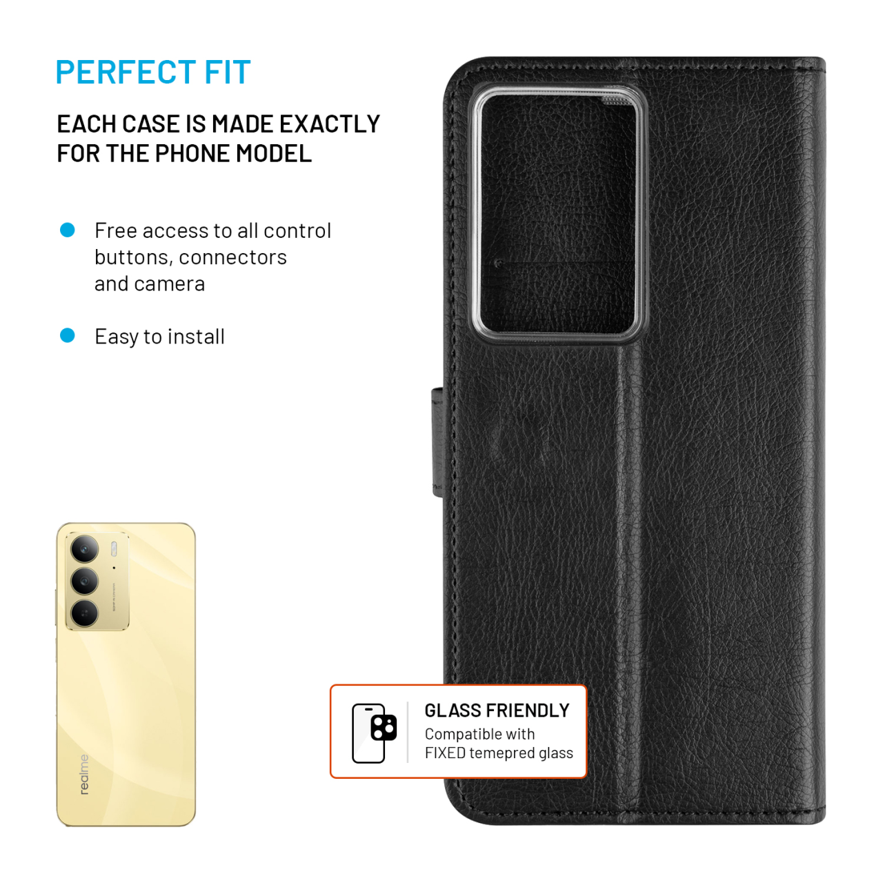 Flip pouzdro na mobil Realme C75 4G FIXED Opus černé