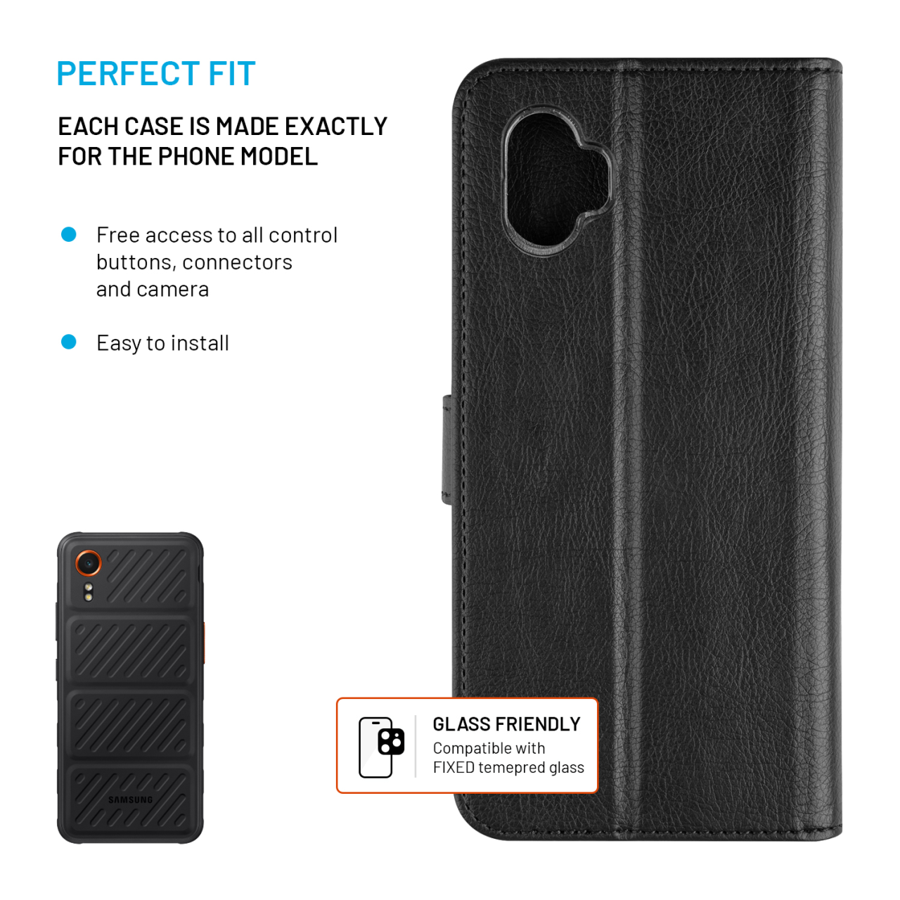 FIXED Pouzdro typu kniha Opus pro Samsung Galaxy Xcover 7 Pro, černé