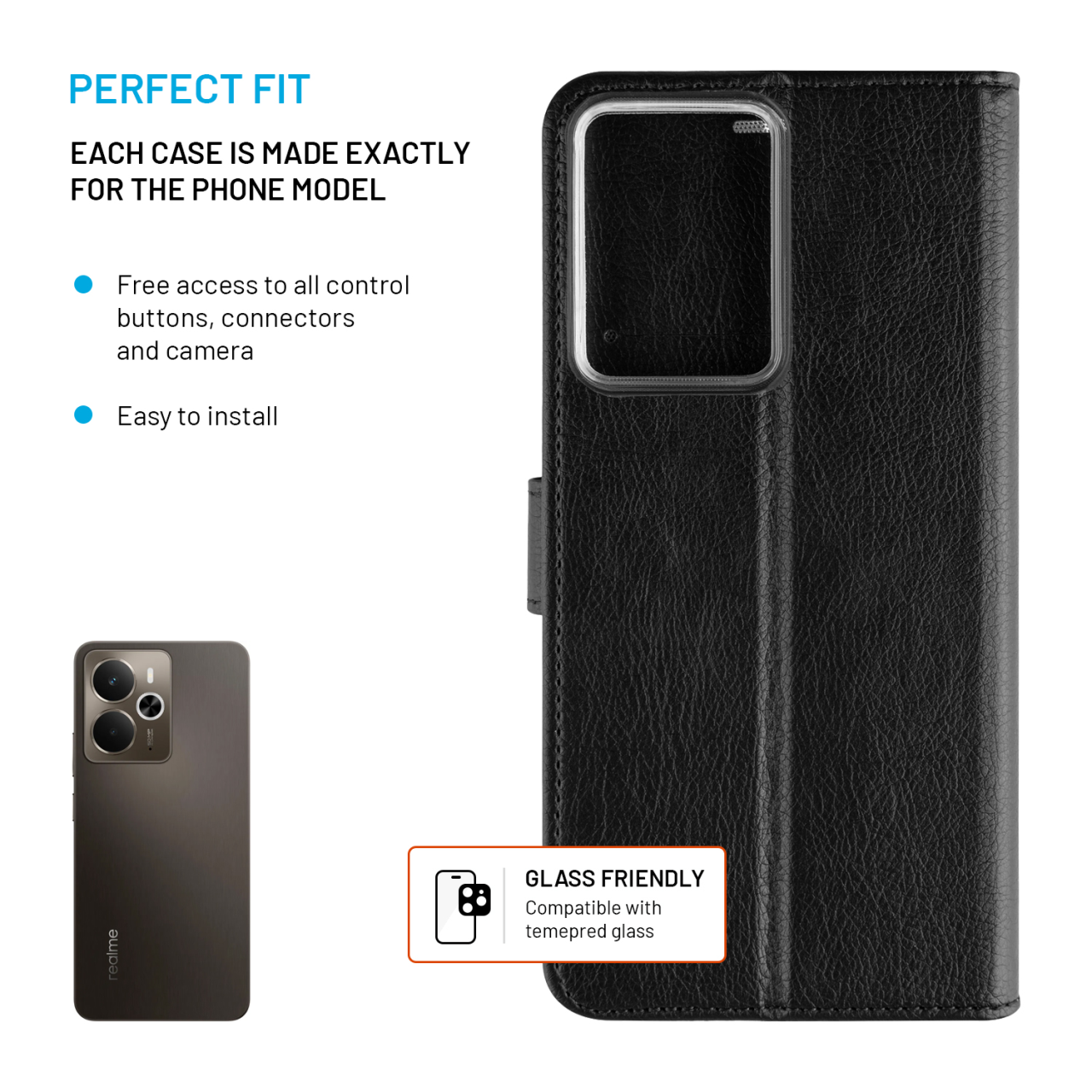 FIXED Pouzdro typu kniha Opus pro Realme 14 5G, černé