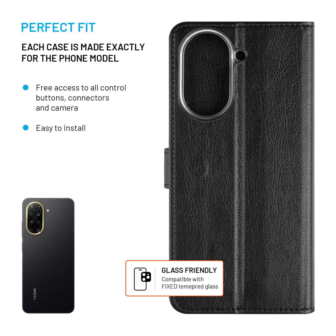 Flipové pouzdro FIXED Opus pro Xiaomi Redmi A5 černé