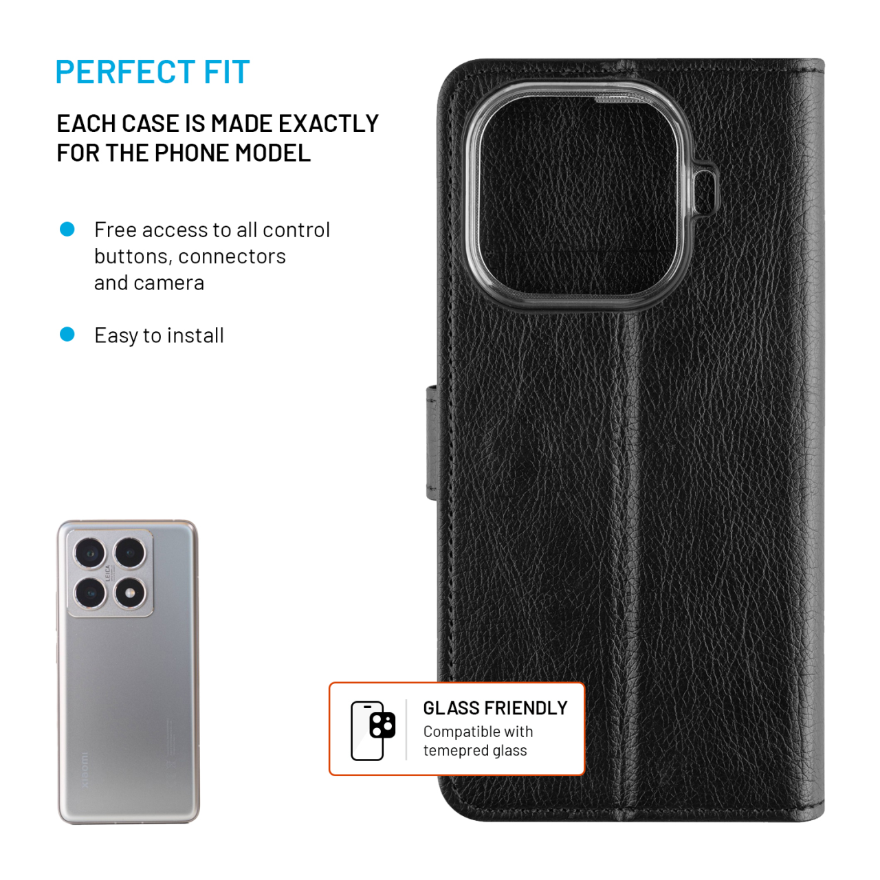 Flipové pouzdro FIXED Opus pro Xiaomi 15T Pro černé