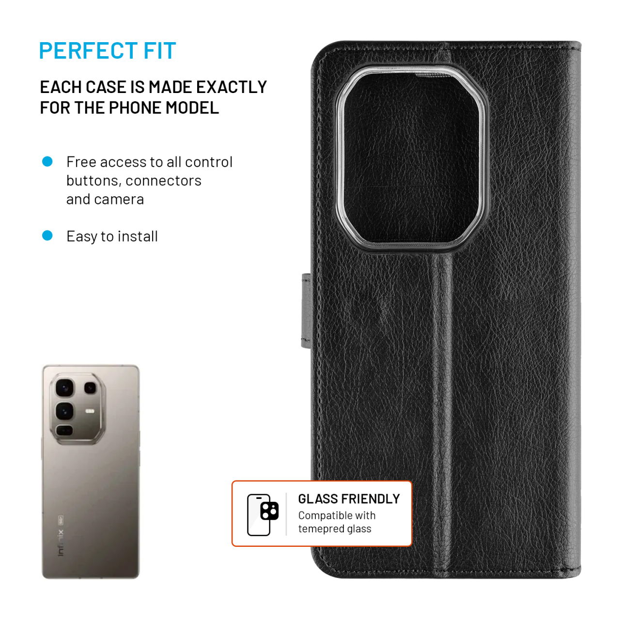 Pouzdro typu kniha FIXED Opus pro Infinix Note 50 Pro+ 5G, černé