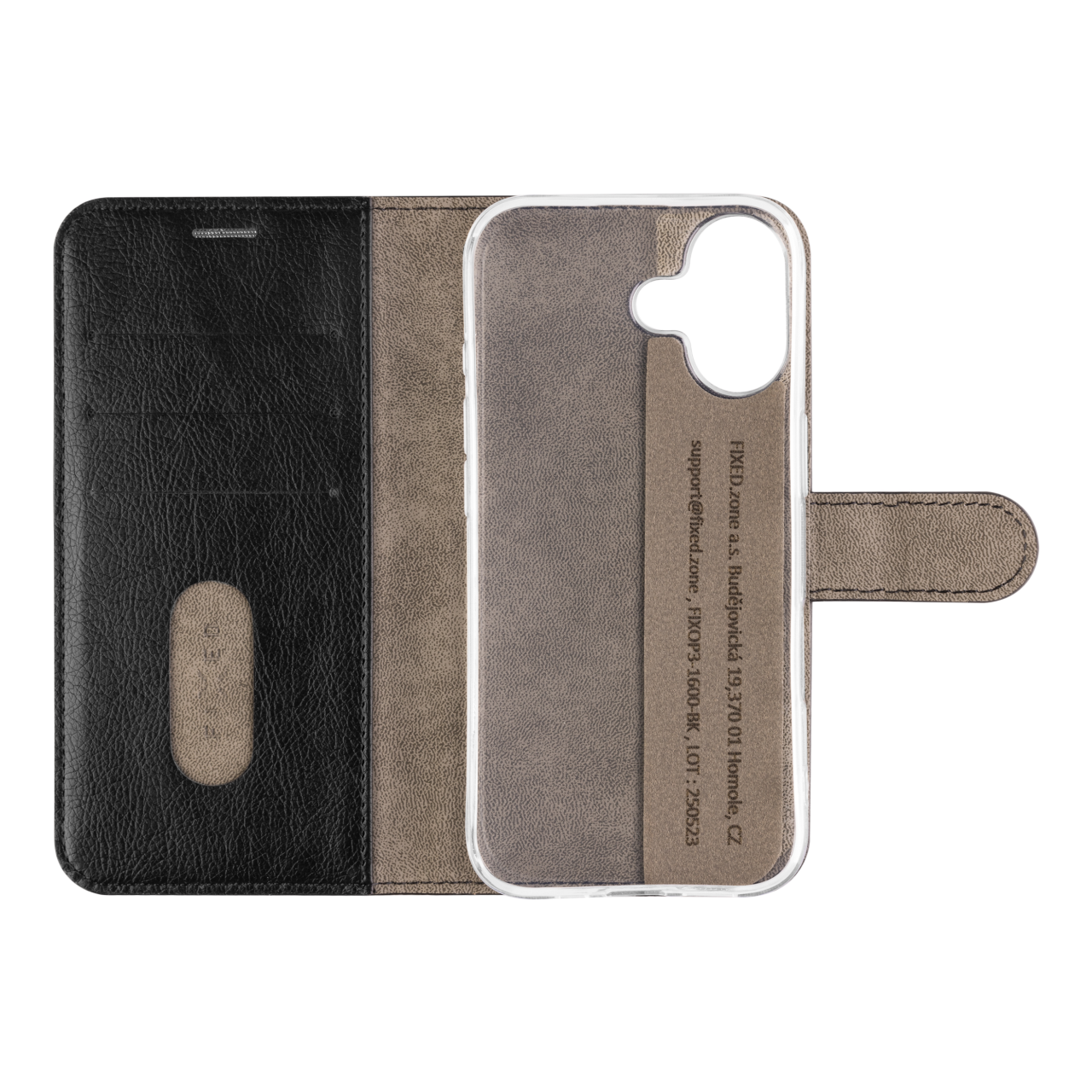 FIXED Opus iPhone 17 – černé flipové pouzdro kniha