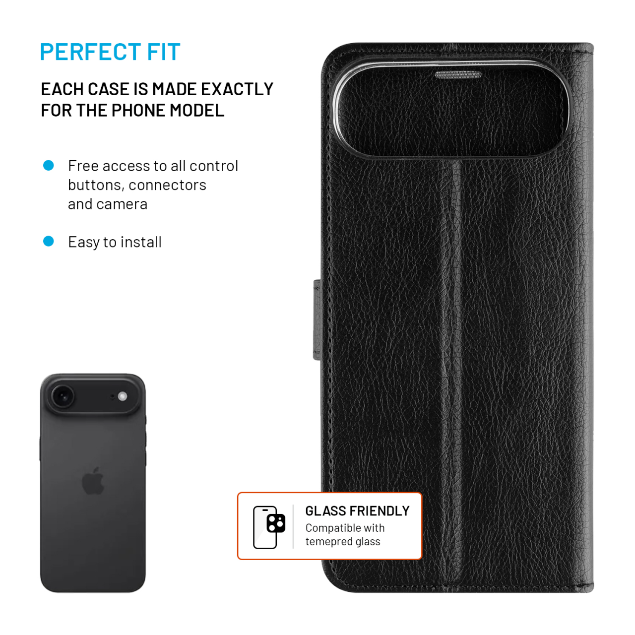 FIXED Opus iPhone Air – černé flipové pouzdro