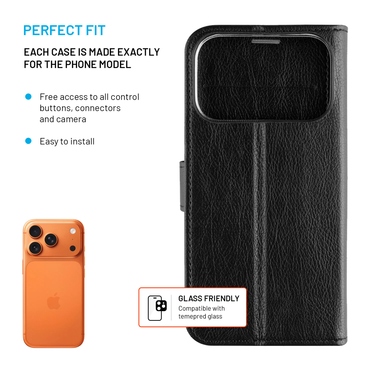 FIXED Opus iPhone 17 Pro – černé flipové pouzdro