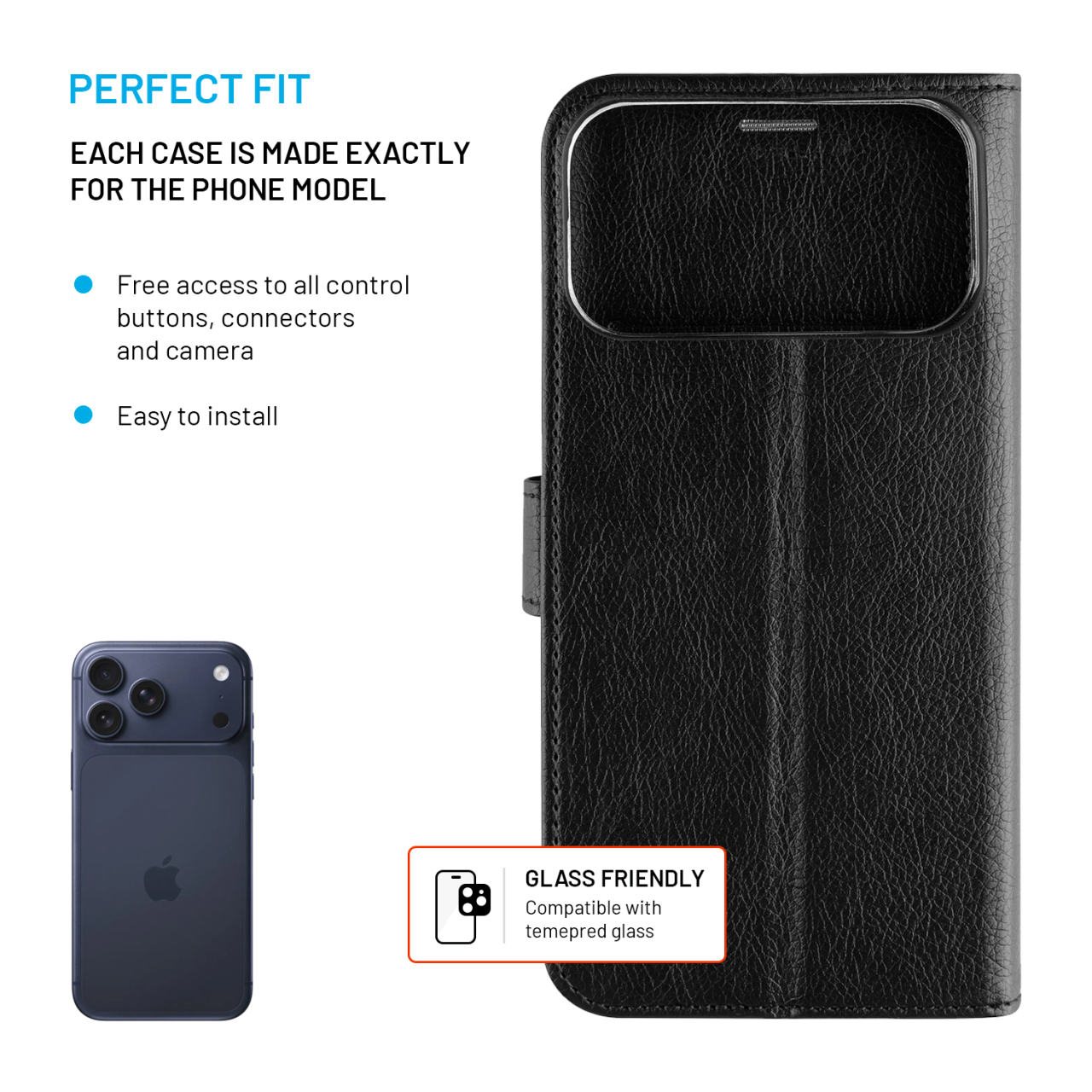 FIXED Opus iPhone 17 Pro Max – černé flipové pouzdro