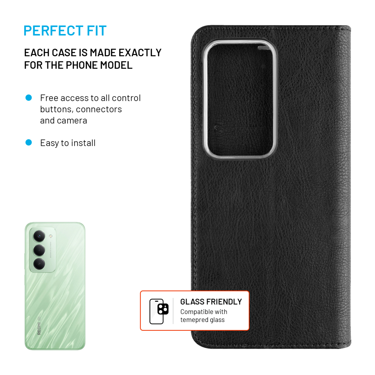 Flip pouzdro FIXED Opus Xiaomi Redmi 15 5G - černé