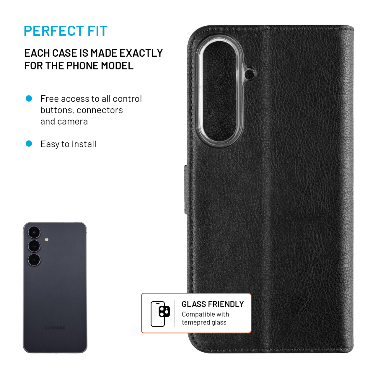 FIXED Opus knížkové pouzdro Samsung S25 FE – černé