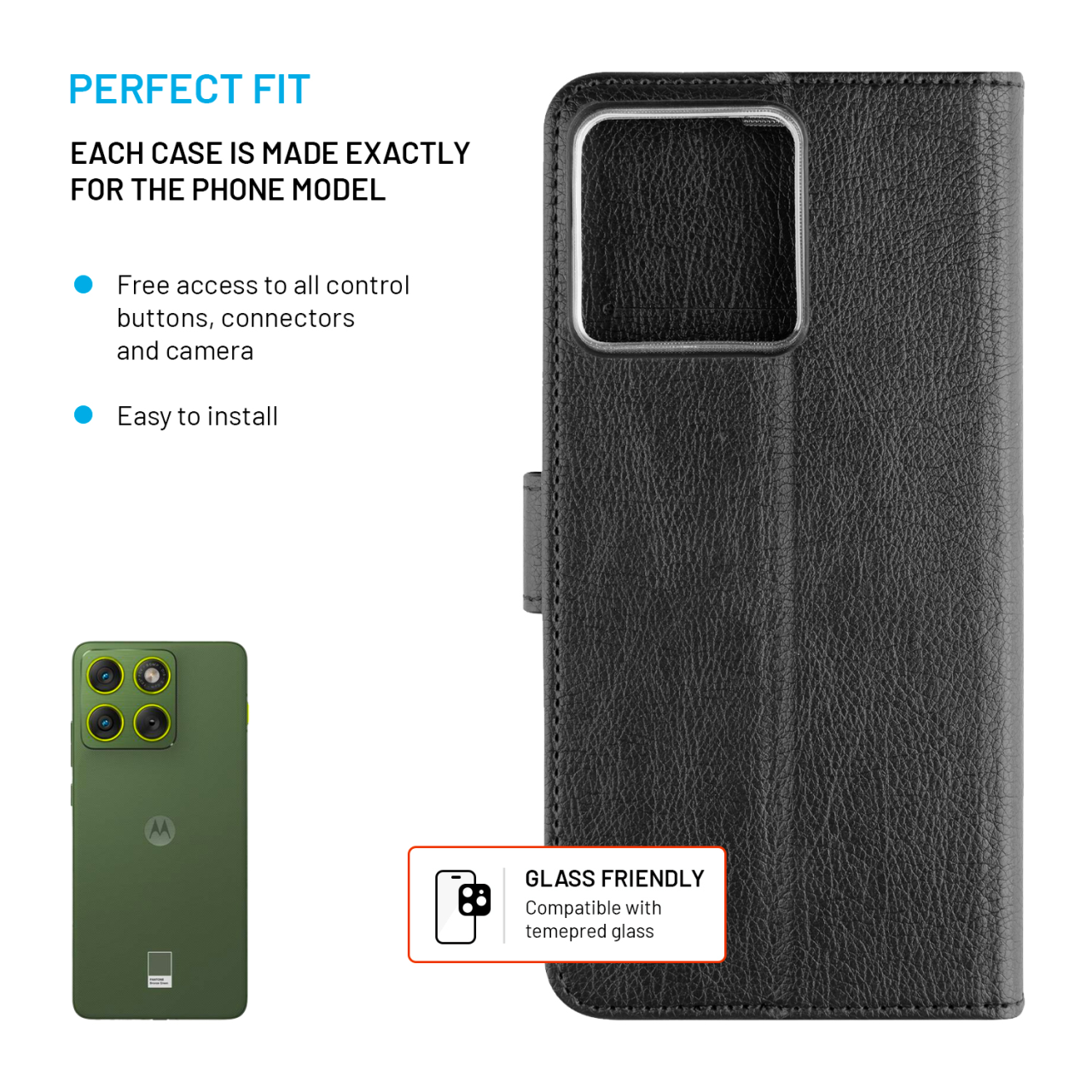 Pouzdro typu kniha FIXED Opus pro Motorola Edge 70, černé