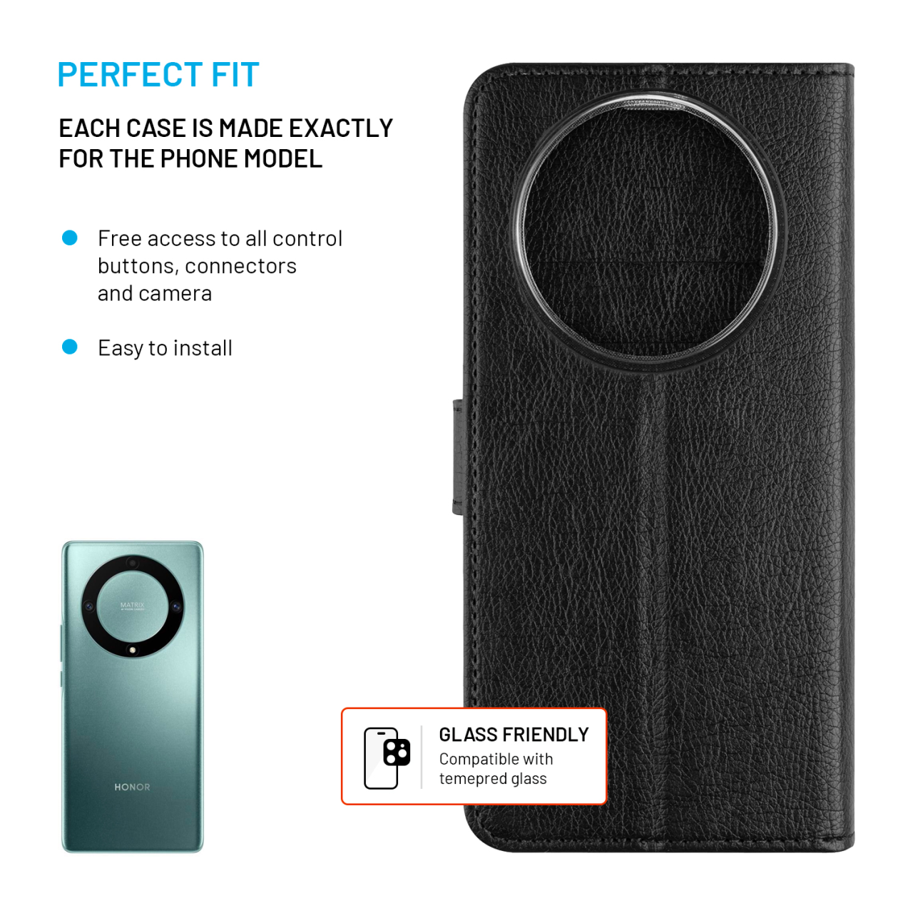 Pouzdro typu kniha FIXED Opus pro Honor Magic 8 Lite 5G, černé