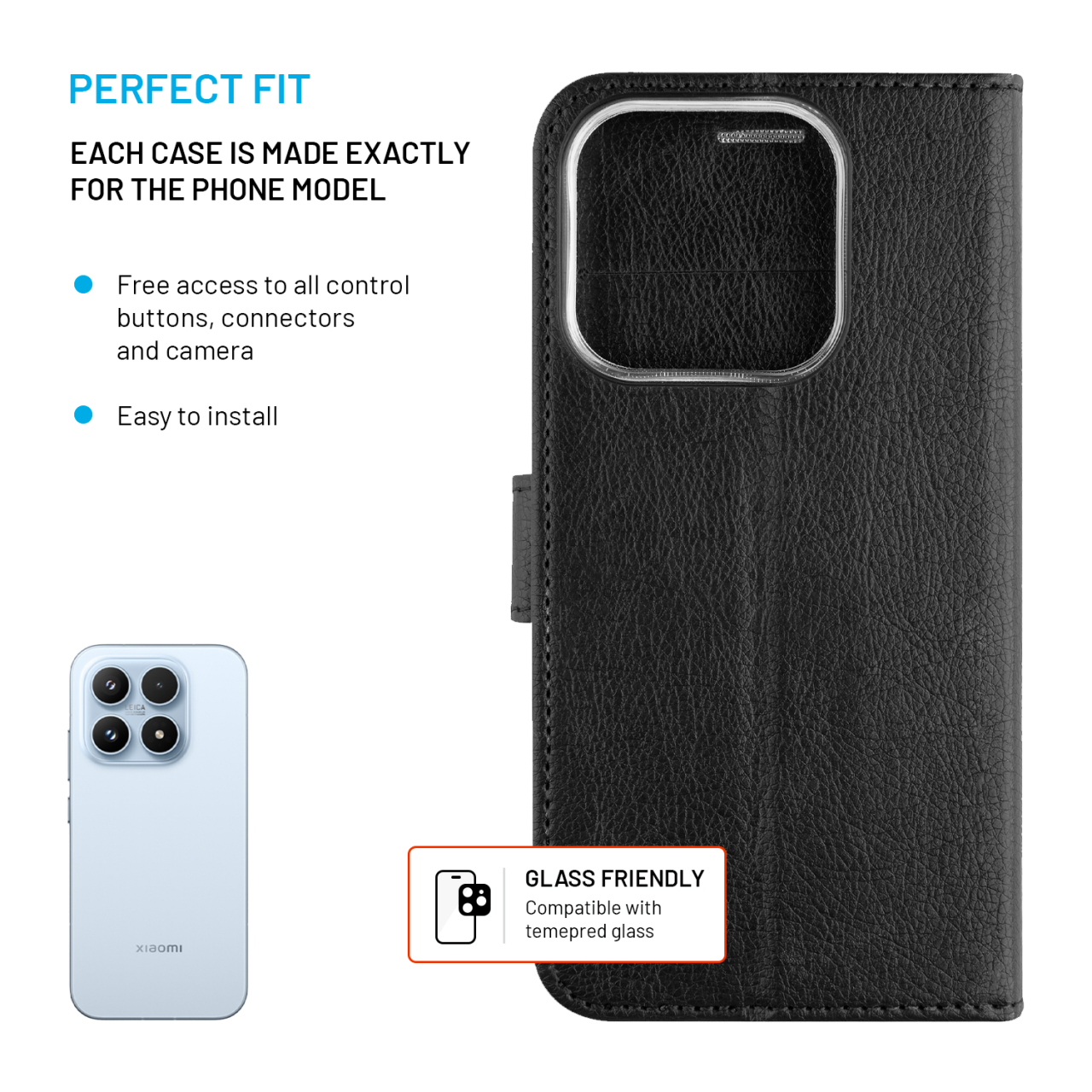 Pouzdro typu kniha FIXED Opus pro Xiaomi 17, černé