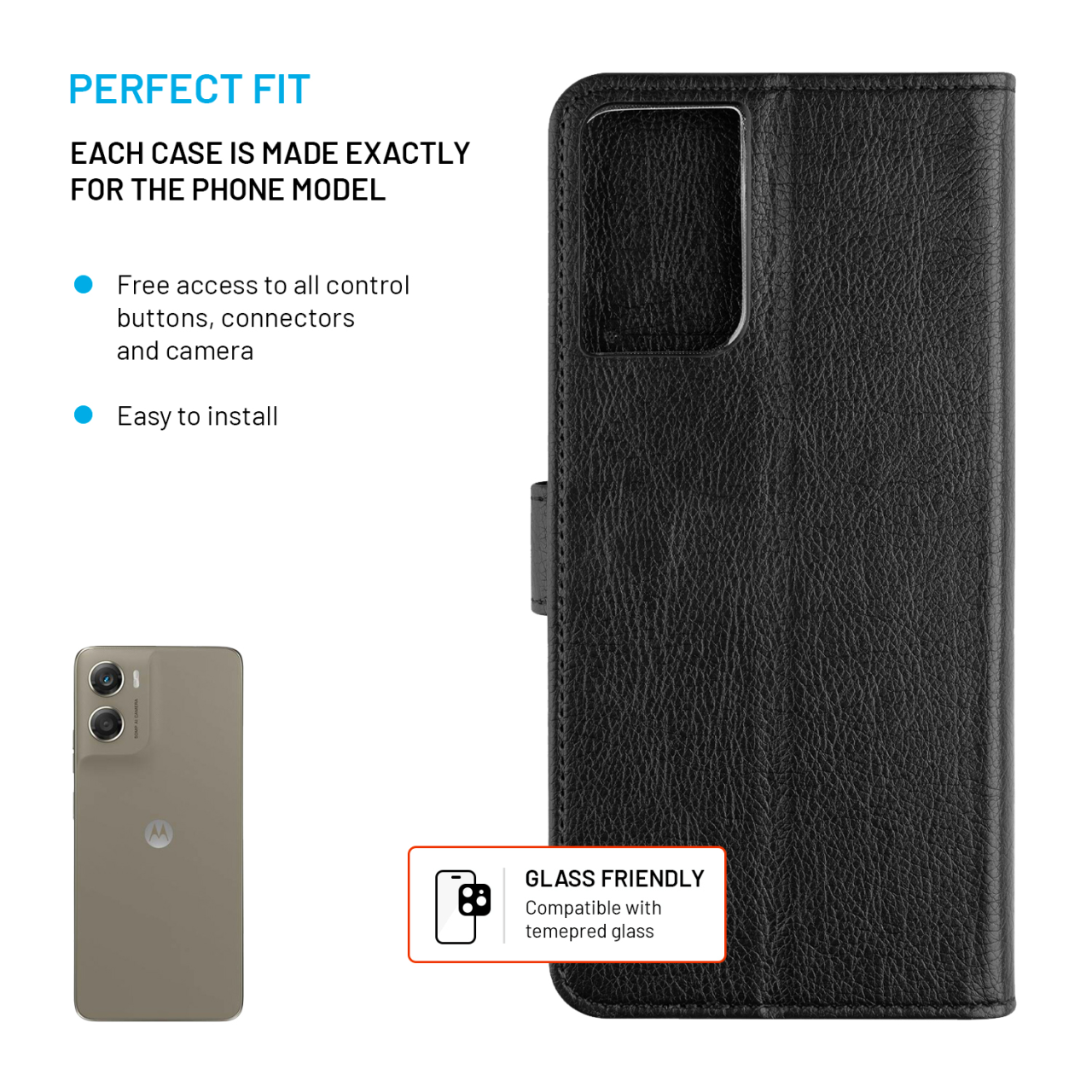 Pouzdro typu kniha FIXED Opus pro Motorola Moto G06/Power, černé