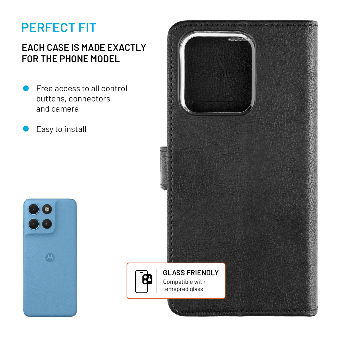 Flip pouzdro Motorola Moto G17 FIXED černé