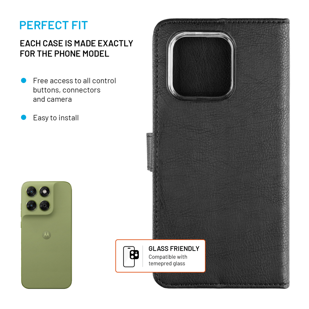 Pouzdro typu kniha FIXED Opus pro Motorola Moto G67 5G, černé