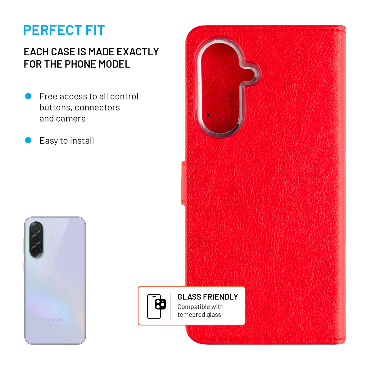 Flip pouzdro FIXED Opus Samsung Galaxy A37 5G červené