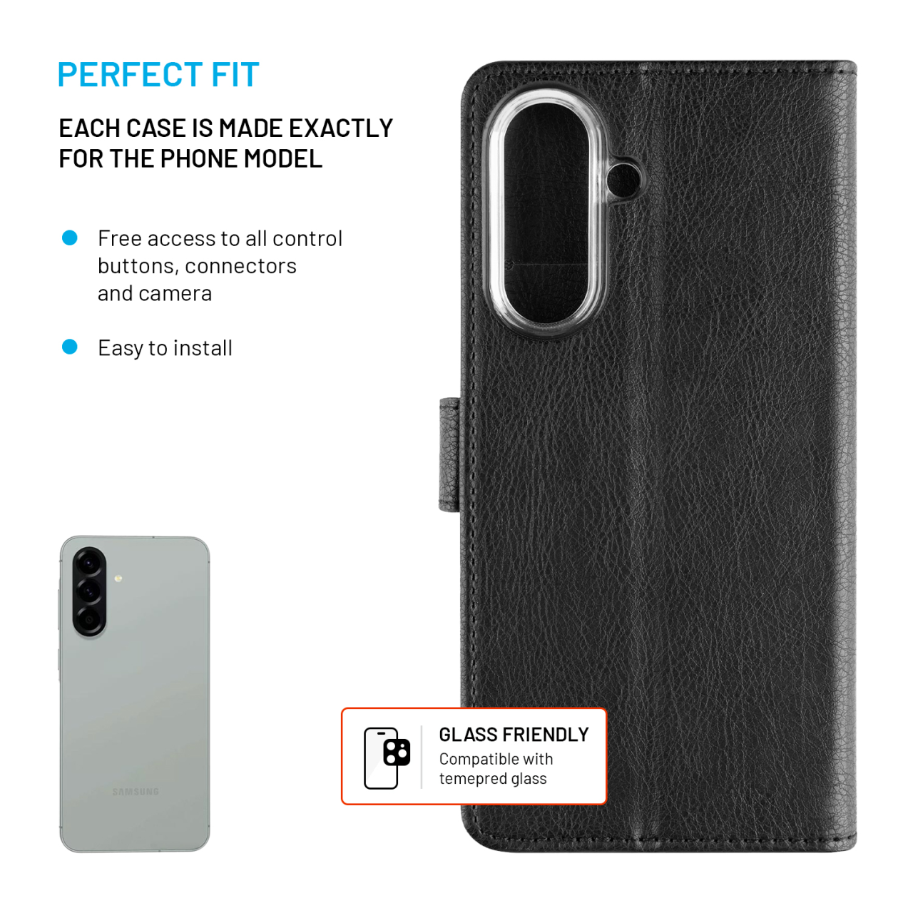 Pouzdro typu kniha FIXED Opus pro Samsung Galaxy A57 5G, černé