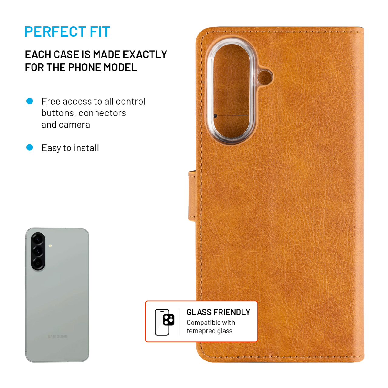 Pouzdro typu kniha FIXED Opus pro Samsung Galaxy A57 5G, hnědé
