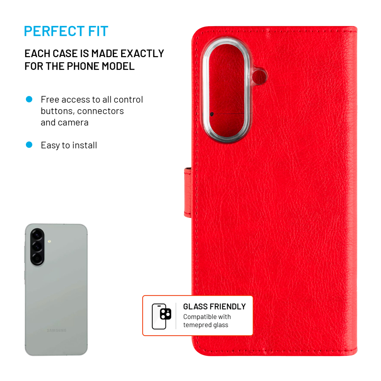 Pouzdro typu kniha FIXED Opus pro Samsung Galaxy A57 5G, červené