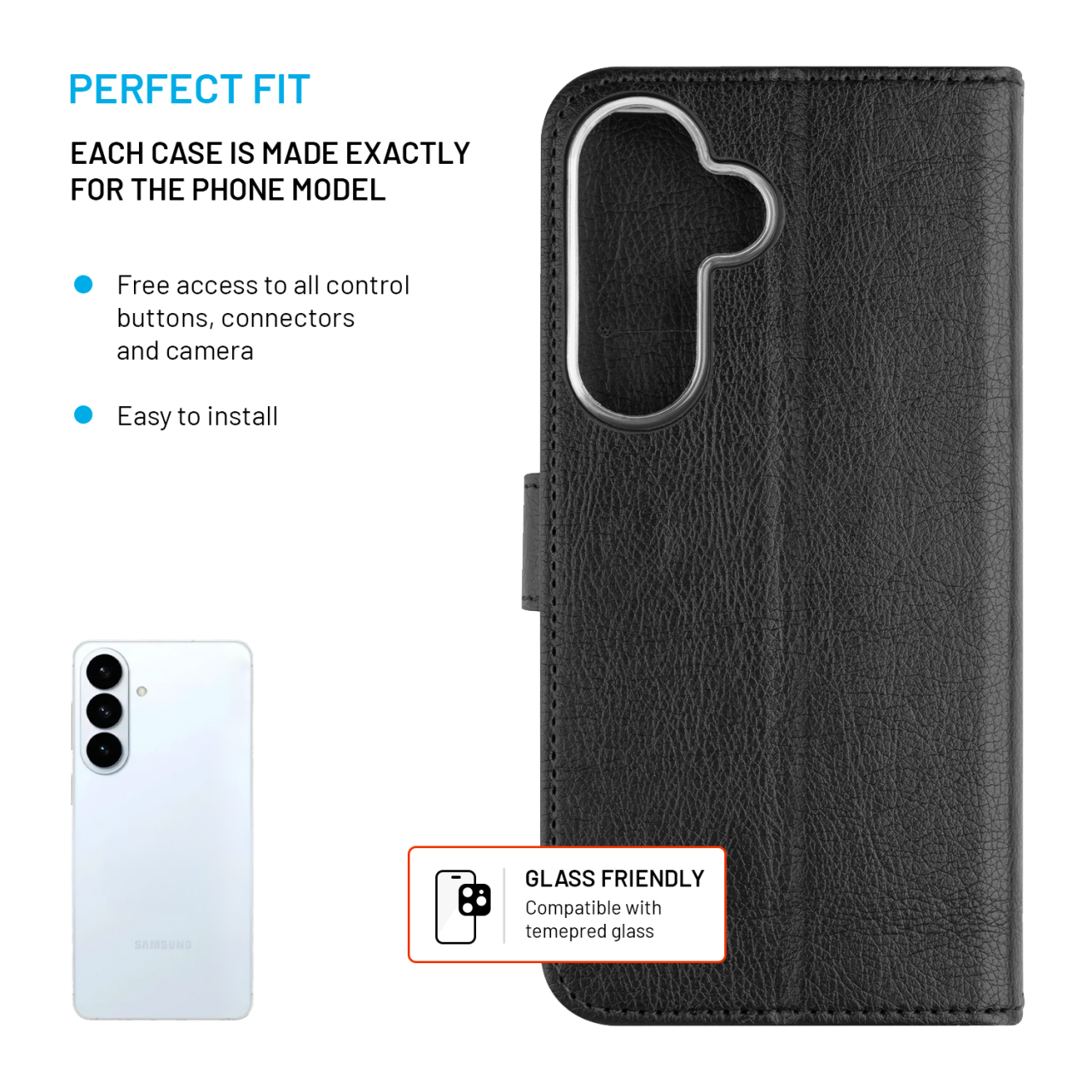 Pouzdro typu kniha FIXED Opus pro Samsung Galaxy S26+, černé
