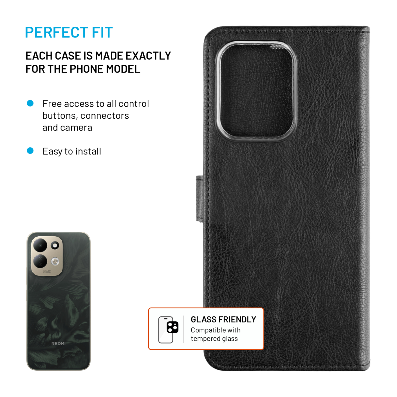 Pouzdro typu kniha FIXED Opus pro Xiaomi Redmi 17 4G, černé