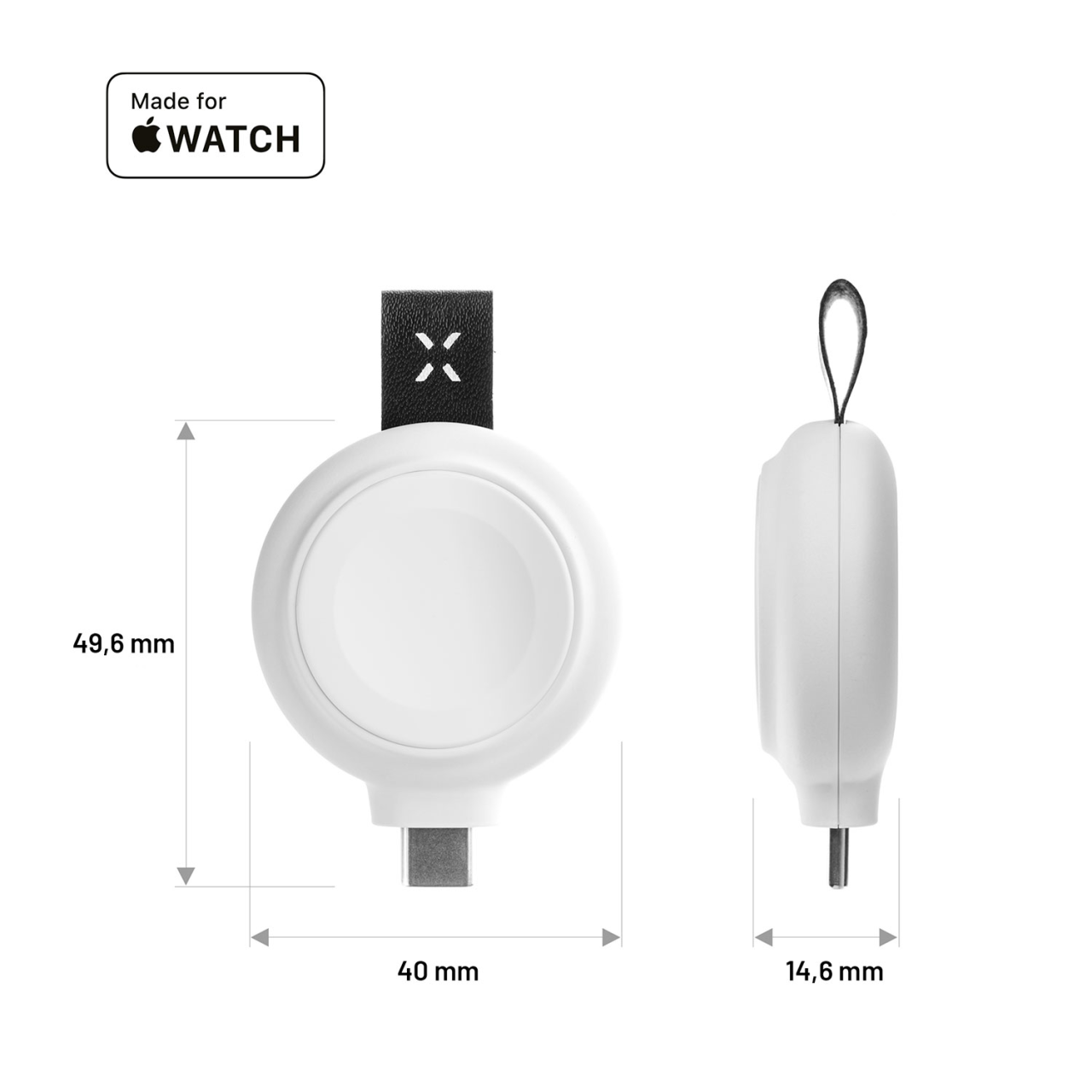 FIXED Magnetický nabíjecí adaptér Orb pro Apple Watch s podporou rychlonabíjení, MFI certifikace, bílý