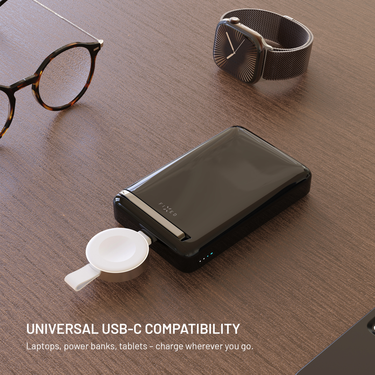 Nabíjecí USB-C adaptér FIXED Orb 2 pro Apple Watch s podporou rychlonabíjení, bílý