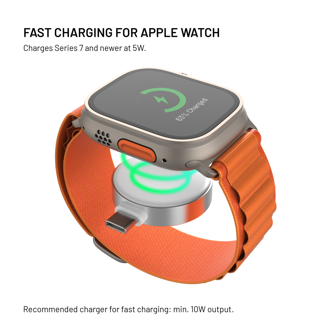 Nabíjecí USB-C adaptér FIXED Orb 2 pro Apple Watch s podporou rychlonabíjení, bílý