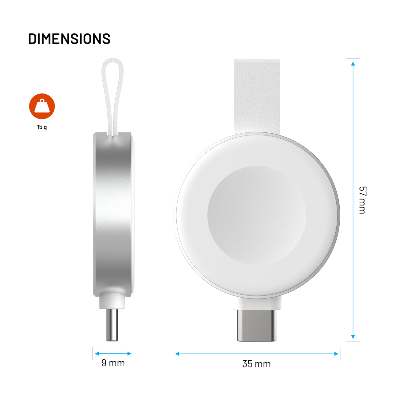 Nabíjecí USB-C adaptér pro Apple Watch s podporou rychlonabíjení - Fixed Orb 2, bílý