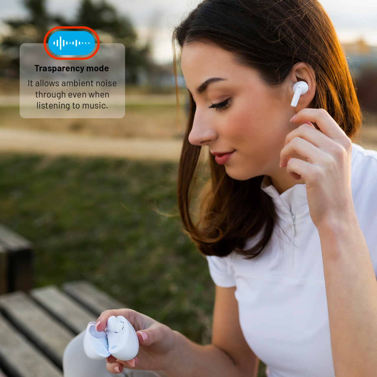 FIXED Bezdrátová TWS sluchátka Pods Pro s ANC a bezdrátovým nabíjením, bílá
