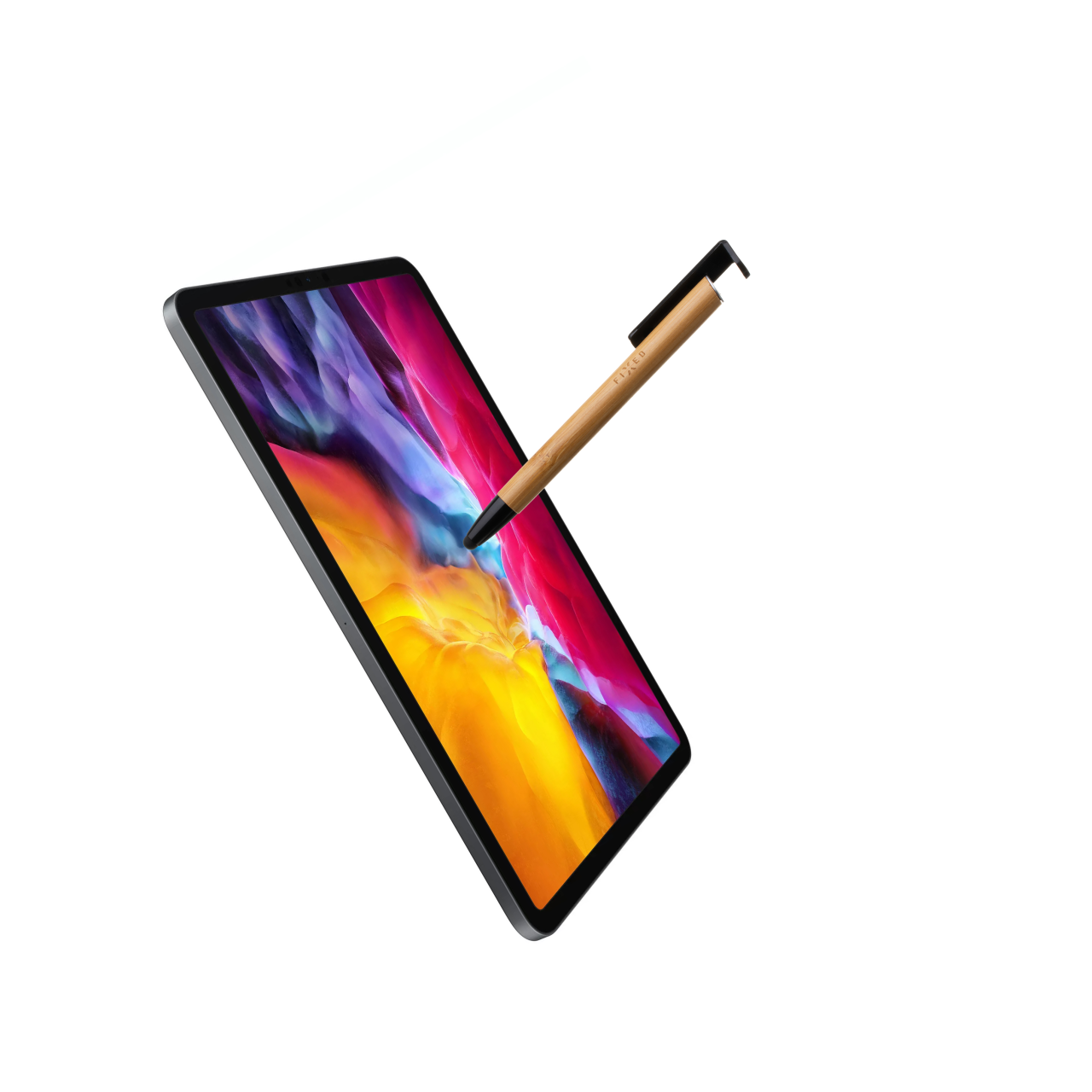 FIXED Propiska 3v1 se stylusem a stojánkem Pen, antibakteriální povrch, bambusové tělo