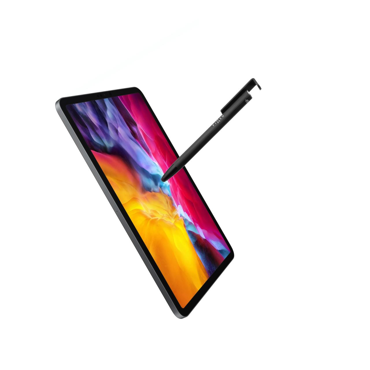 FIXED Propiska 3v1 se stylusem a stojánkem Pen, antibakteriální povrch, hliníkové tělo, černá