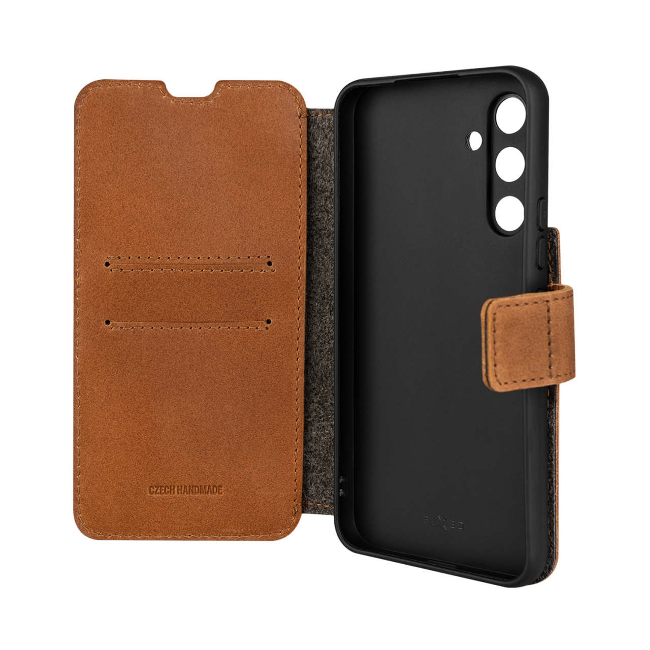 FIXED Kožené pouzdro typu kniha ProFit pro Samsung Galaxy A54 5G, hnědé