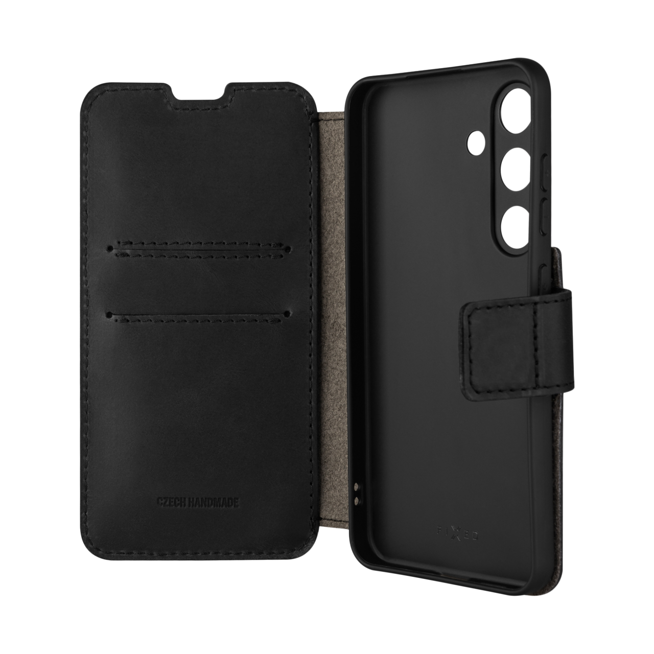 FIXED Kožené pouzdro typu kniha ProFit pro Samsung Galaxy S24, černé