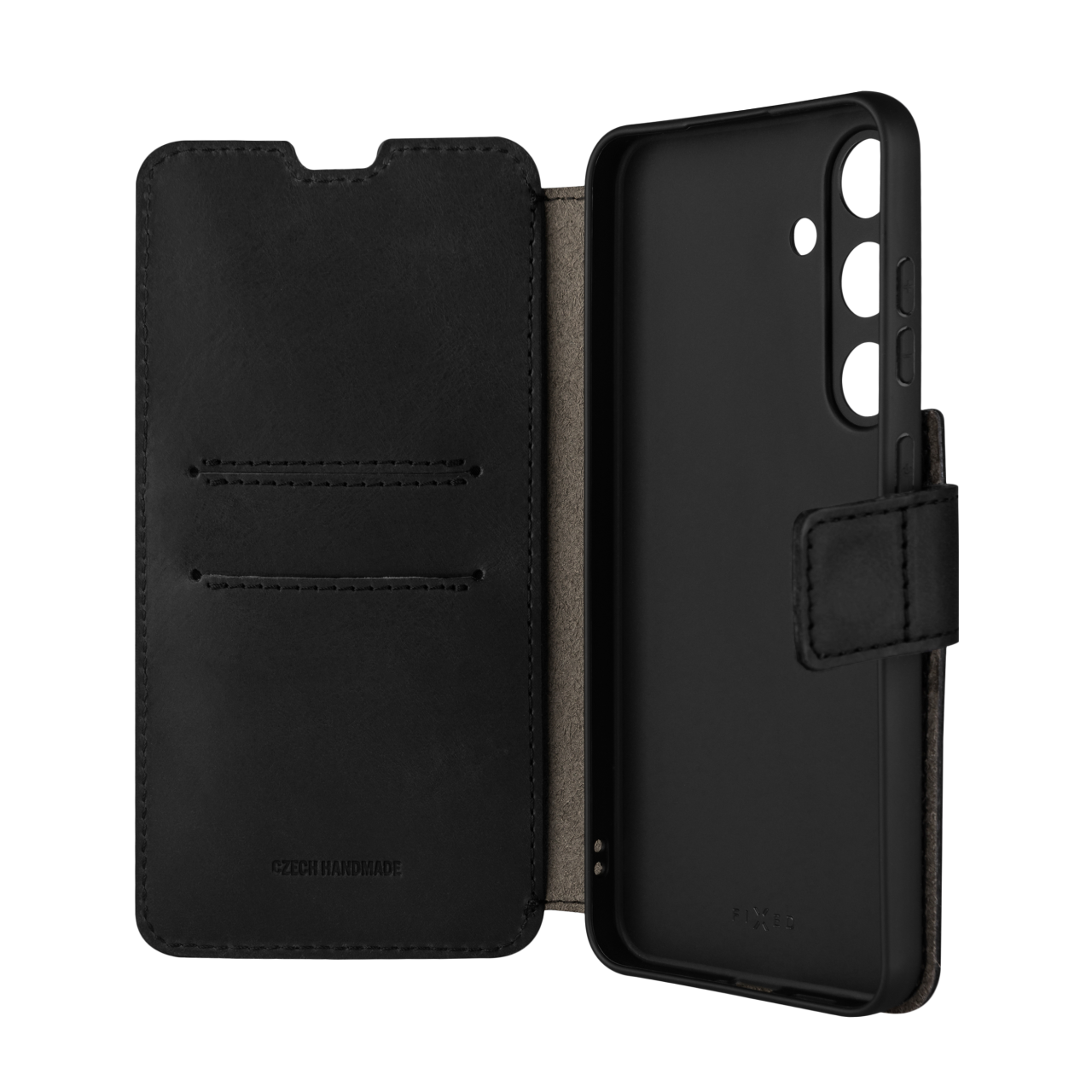 FIXED Kožené pouzdro typu kniha ProFit pro Samsung Galaxy S24+, černé