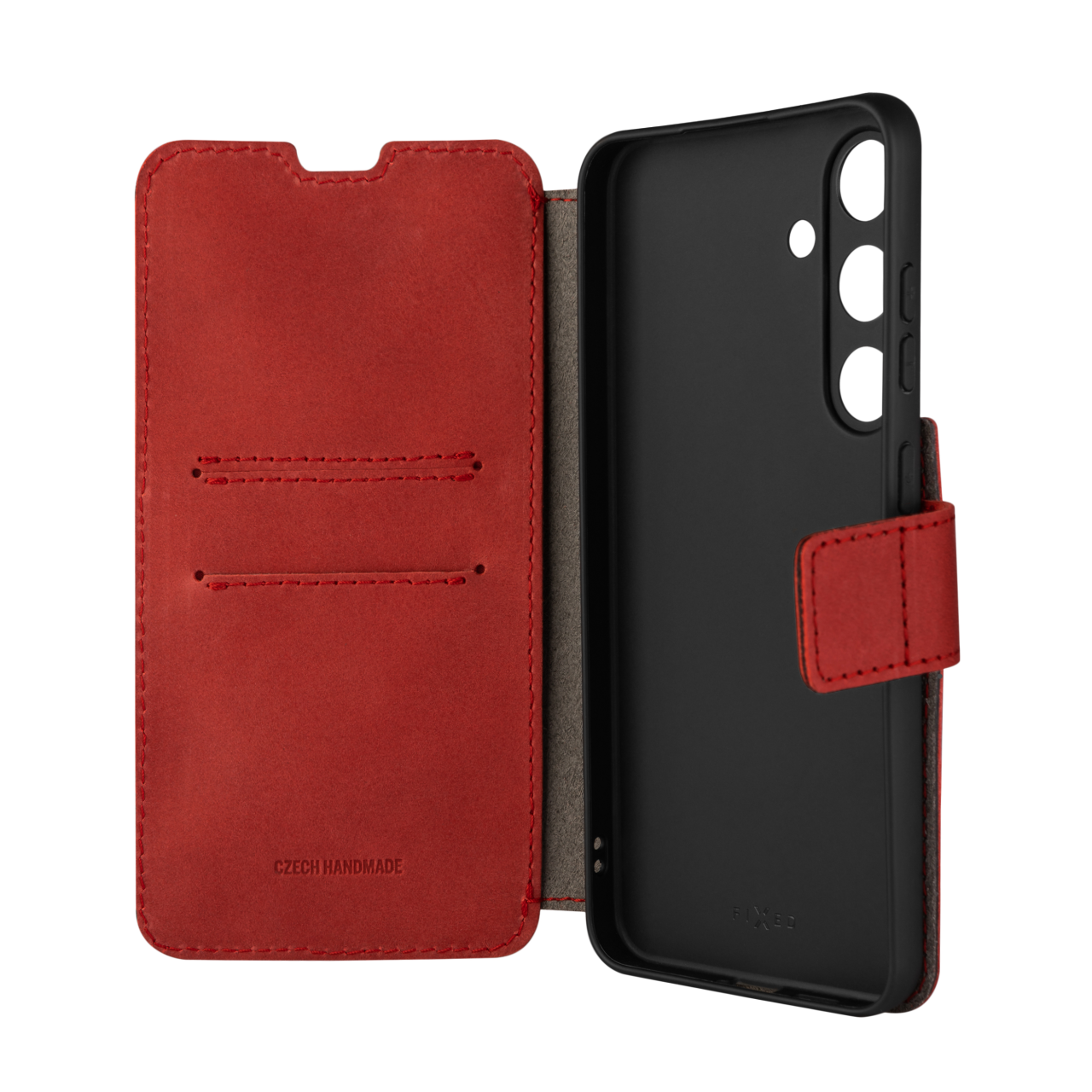 FIXED Kožené pouzdro typu kniha ProFit pro Samsung Galaxy S24+, červené