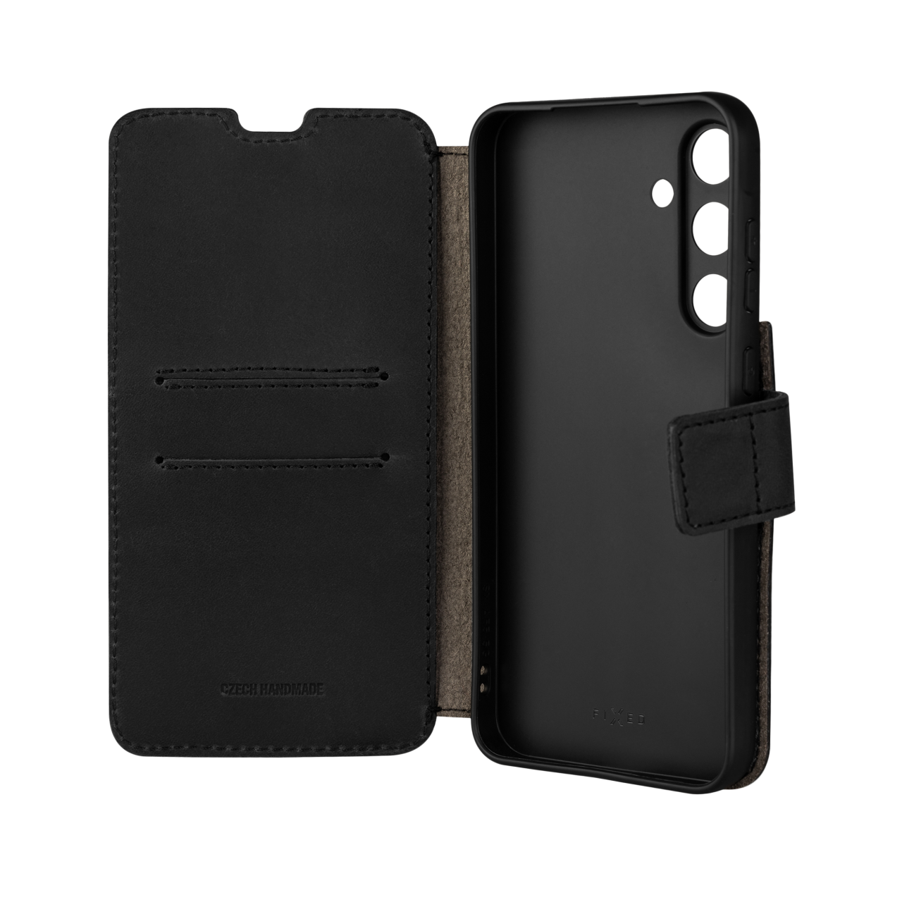 FIXED Kožené pouzdro typu kniha ProFit pro Samsung Galaxy A55 5G, černé