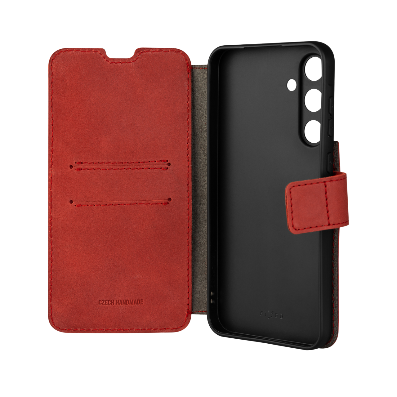 FIXED Kožené pouzdro typu kniha ProFit pro Samsung Galaxy A55 5G, červené