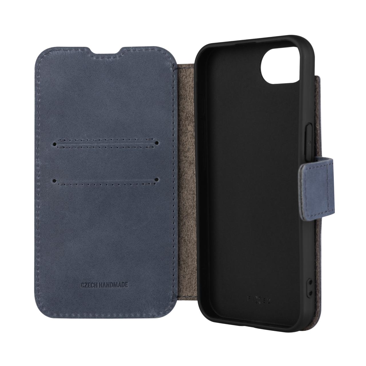 FIXED Kožené pouzdro typu kniha ProFit pro Apple iPhone 16e / iPhone 17e, modré