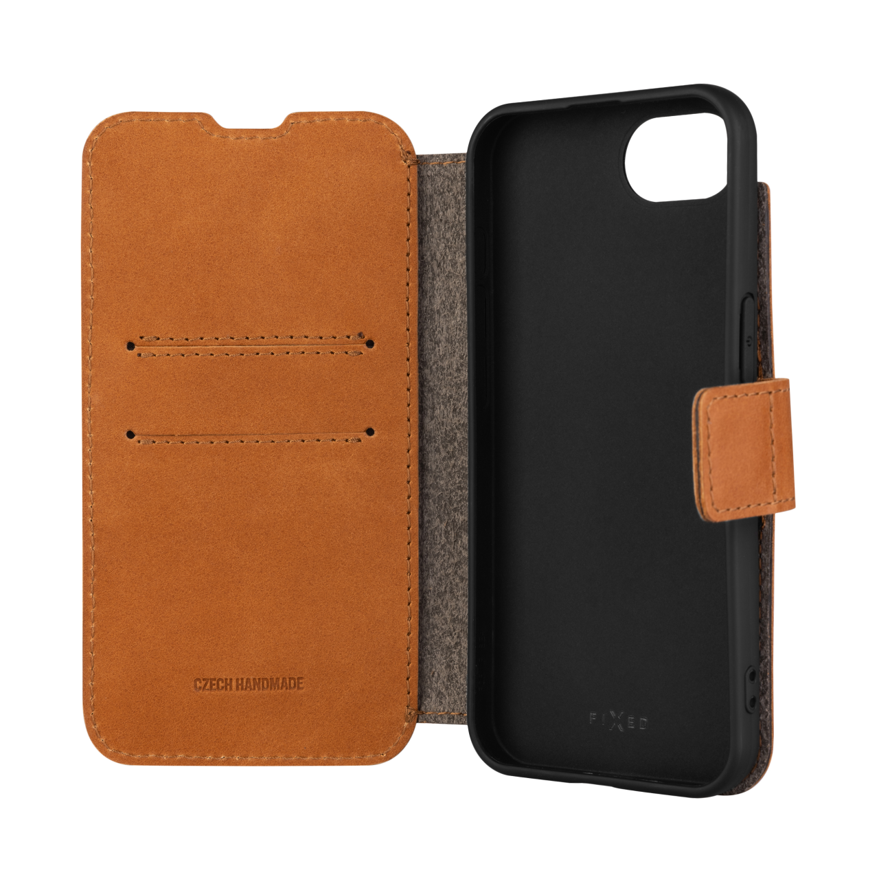 FIXED Kožené pouzdro typu kniha ProFit pro Apple iPhone 16e / iPhone 17e, hnědé