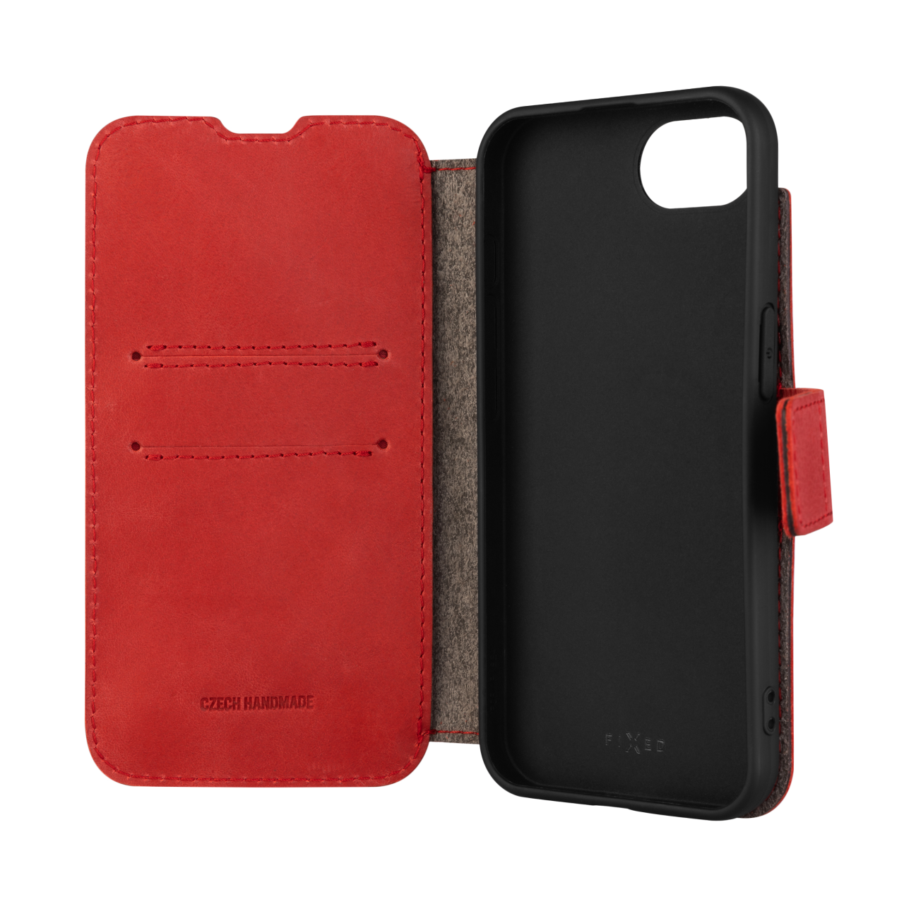 FIXED Kožené pouzdro typu kniha ProFit pro Apple iPhone 16e / iPhone 17e, červené