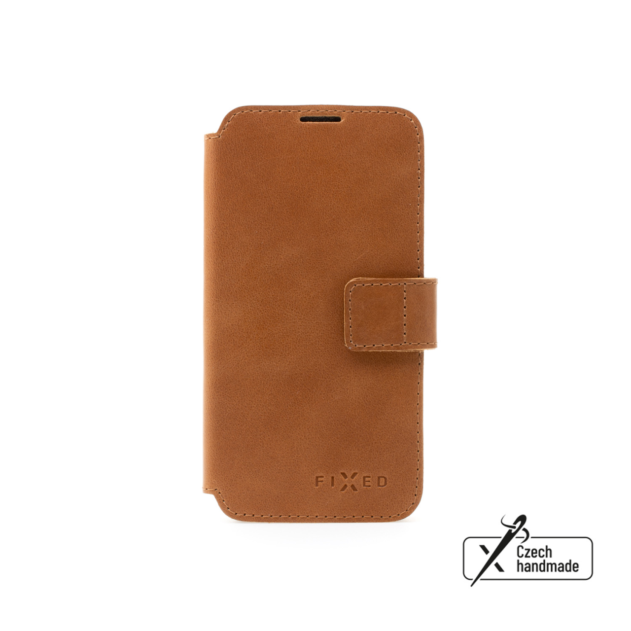 FIXED Kožené pouzdro typu kniha ProFit pro Samsung Galaxy S25, hnědé