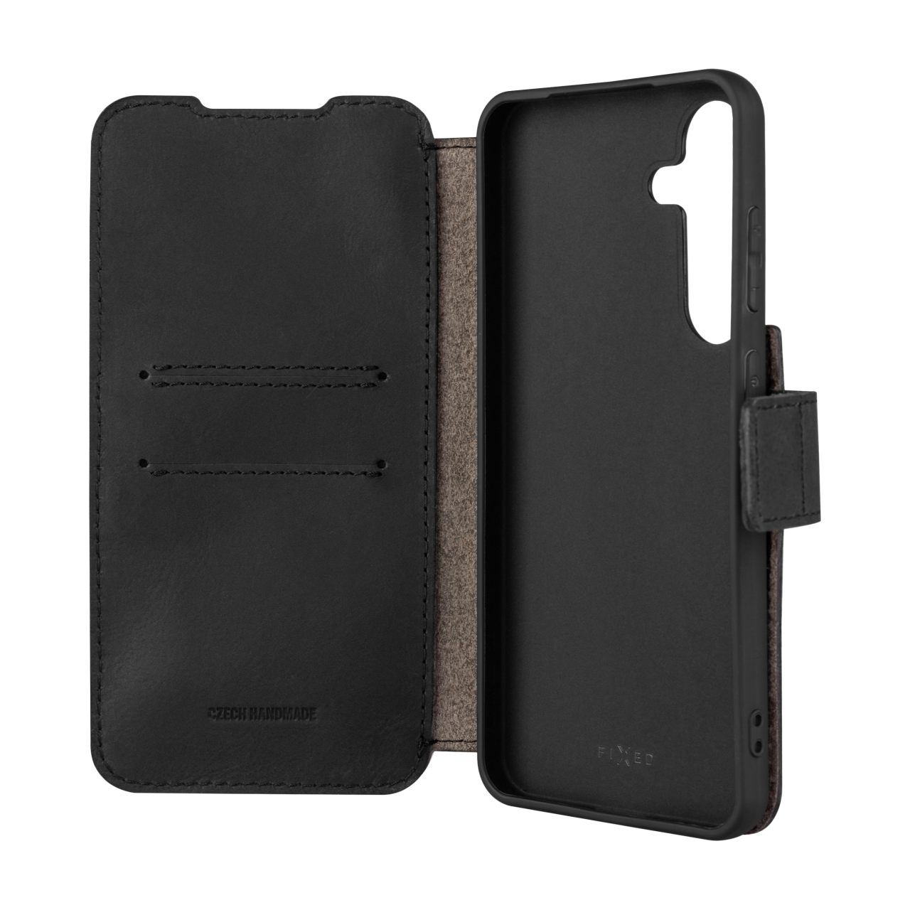 FIXED Kožené pouzdro typu kniha ProFit pro Samsung Galaxy S25+, černé