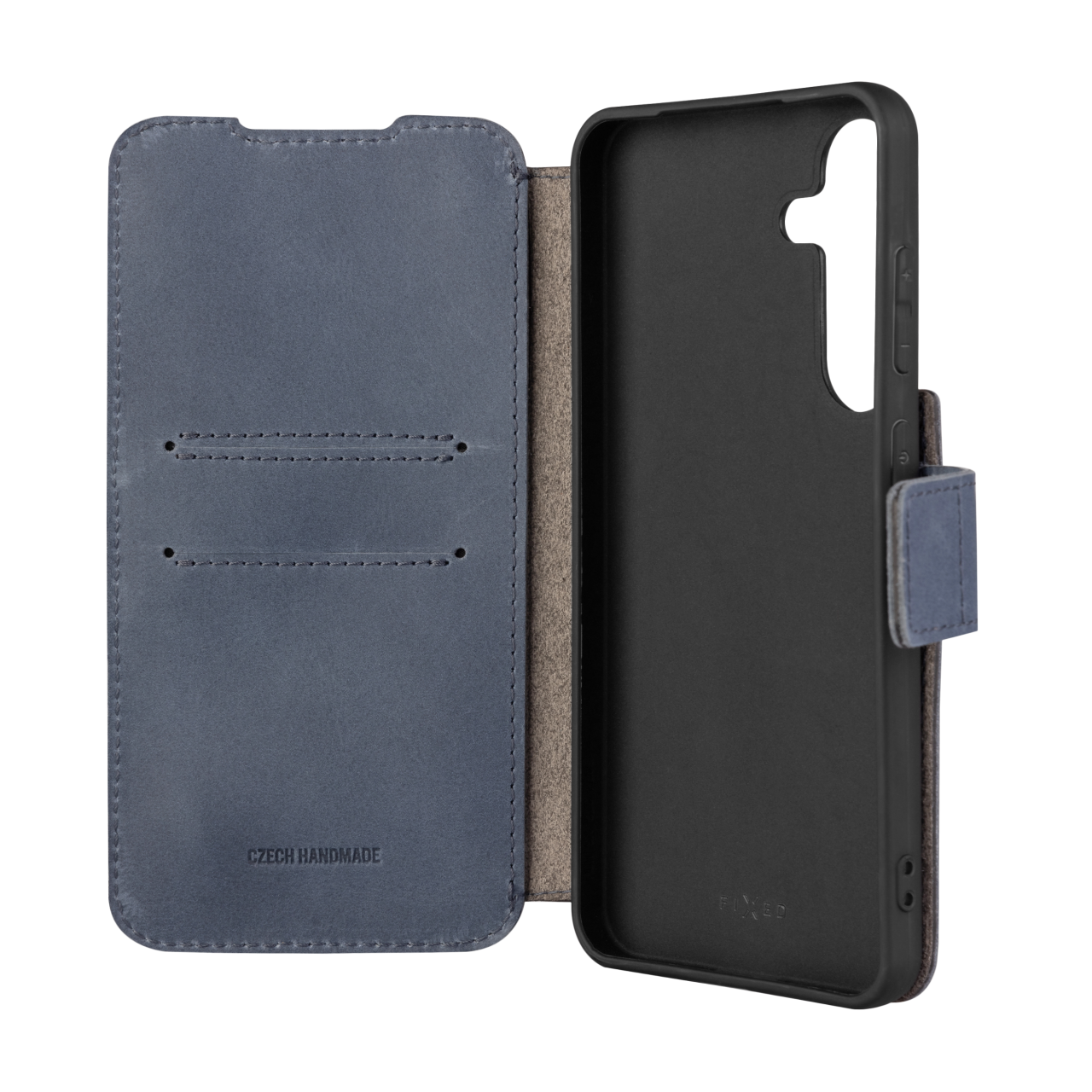 FIXED Kožené pouzdro typu kniha ProFit pro Samsung Galaxy S25+, modré