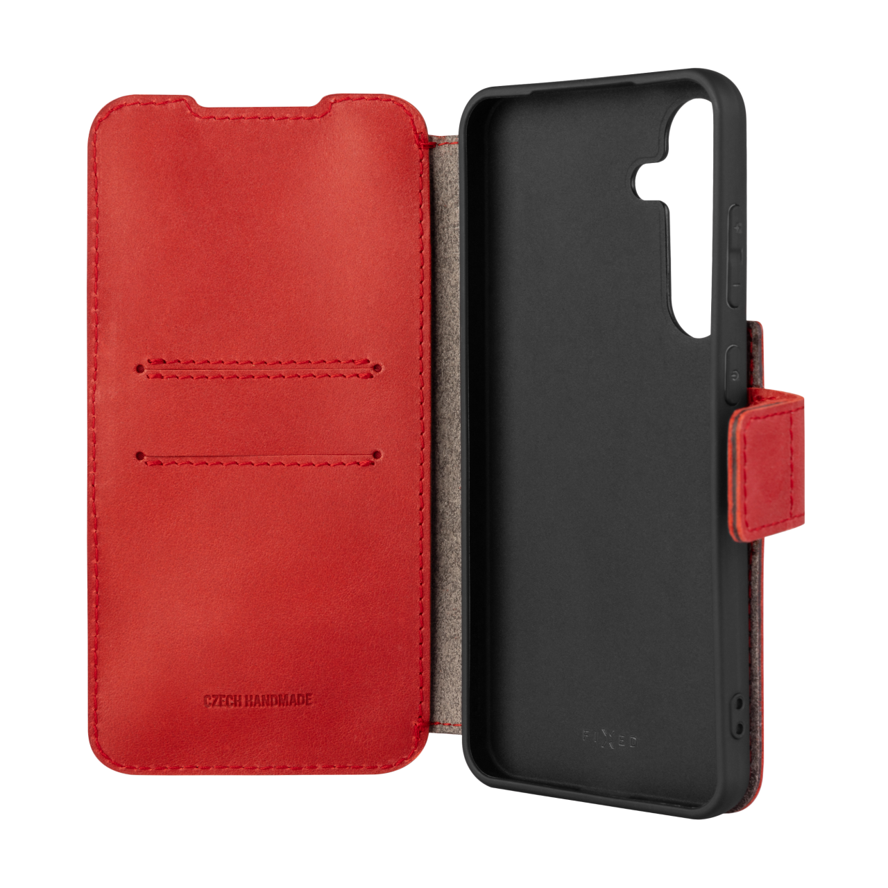 FIXED Kožené pouzdro typu kniha ProFit pro Samsung Galaxy S25+, červené